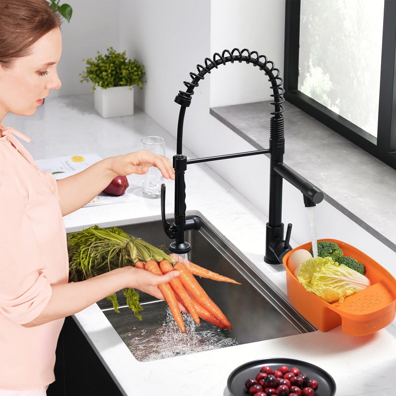 Fapully Black Kitchen Faucet,Commercial Pull Down Kitchen Sink Faucet with Sprayer - Image 2